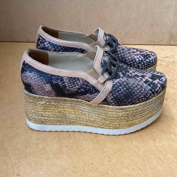Faux Snakeskin Platform Espadrille Shoes Women EU 37 US 6.5 Lightweight Clubwear - Picture 5 of 15